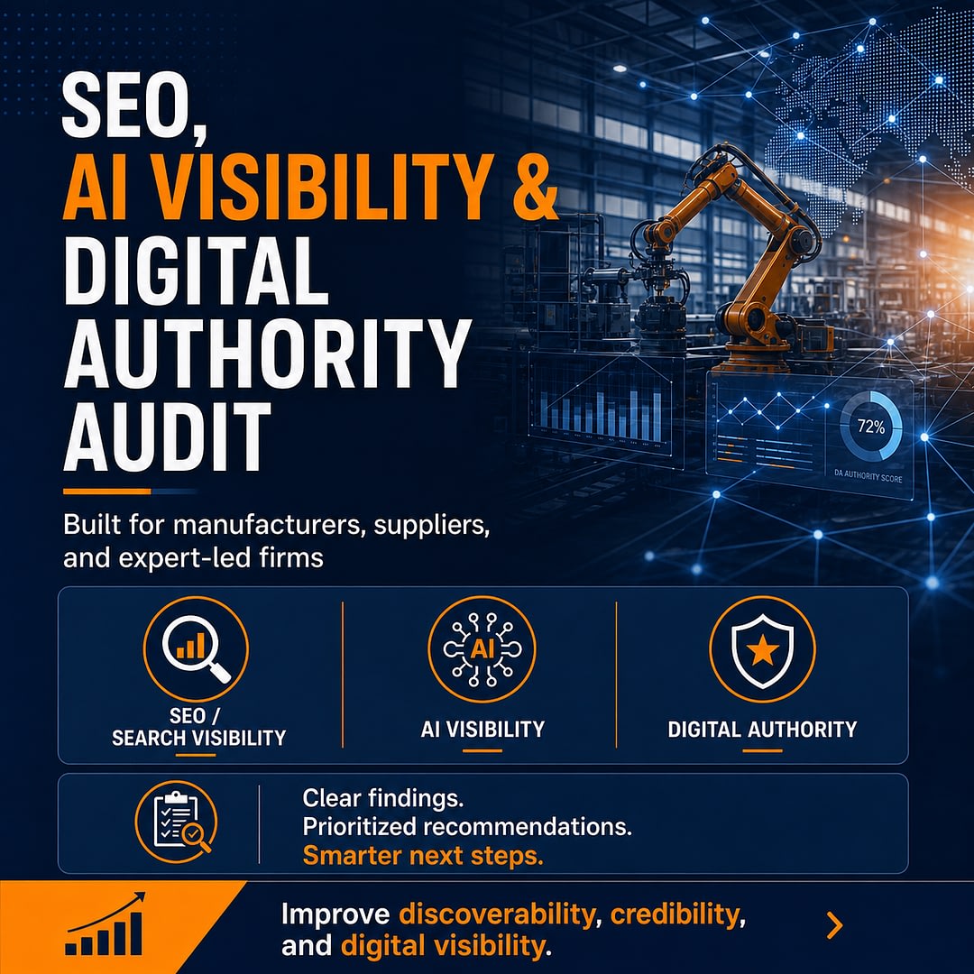 SEO, AEO visibility audit for manufacturers