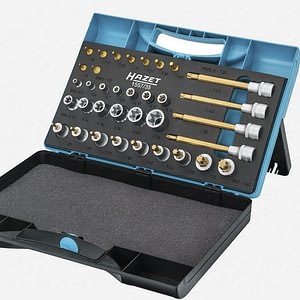 Hazet 1557/35 Torx 1/4" and 1/2" Drive Socket Set, 35 Pieces - HZ1557/35 - KC Tool Hazet 1557/35 TORX® 1/4" and 1/2" drive 35 piece socket set Includes: 992SLG TORX® 1/2" Bit Socket: T30, T40, T45, T50 850 Series External TORX® 1/4" Socket: E5, E6, E7, E8, E10, E11, E12 8502 TiN 1/4" TORX® Bit Socket: T8, T9, T10, T15, T20, T25, T27, T30, T40 900 Series External TORX® 1/2" Socket: E12, E14, E16, E18, E20, E24 992 TORX® 1/2" Bit Socket: T20, T25, T27, T30, T40, T45, T50, T55, T60 Organized in a Hazet 165-L plastic tool box for safe and easy transportation. 2-component soft foam insert For manual operation. Dimensions: 185 x 153 x 52mm HZ1557/35 Hazet 1557/35 TORX® 1/4" and 1/2" Drive Socket Set, 35 Pieces